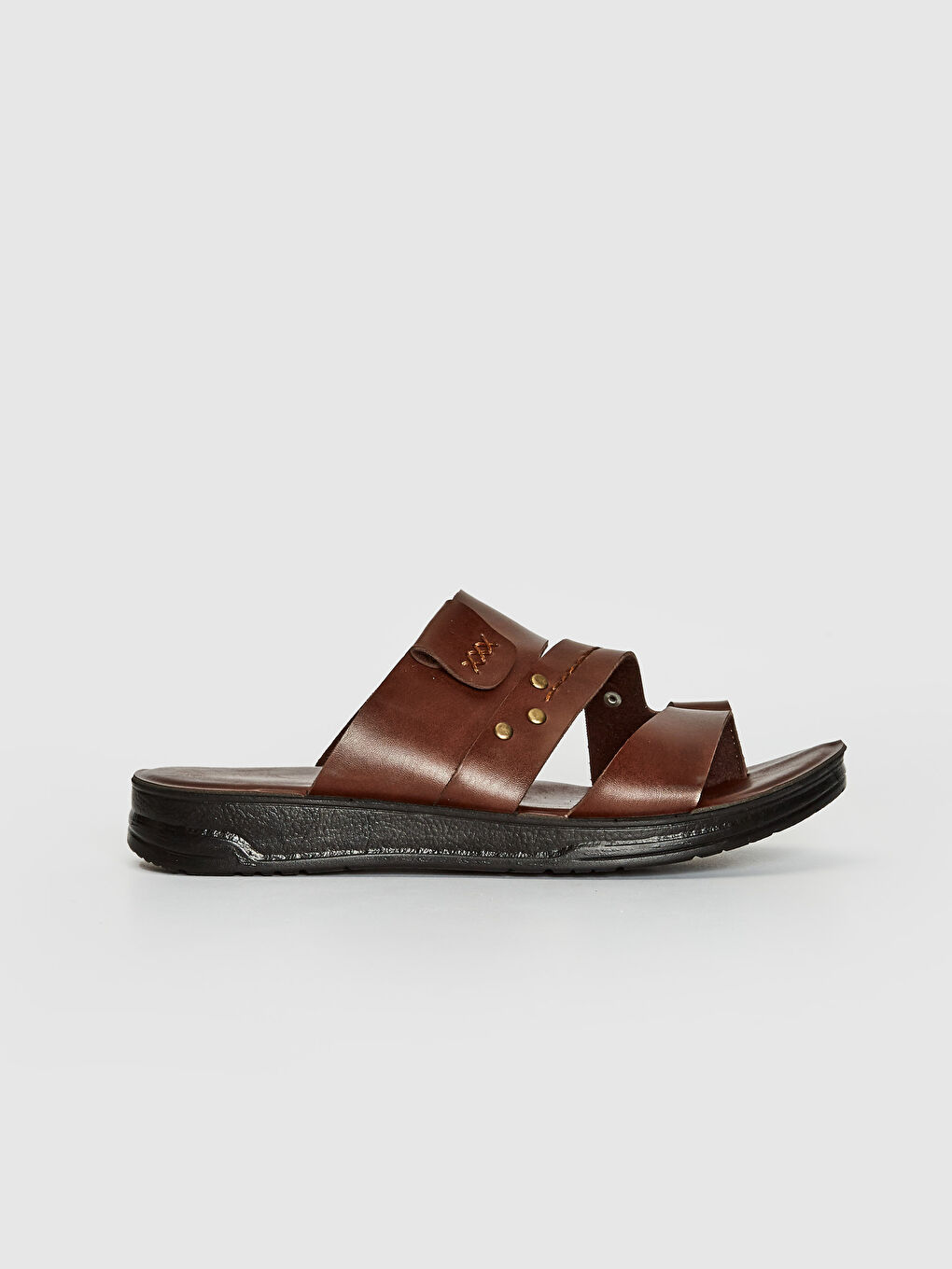 Kahverengi Erkek Çapraz Bant Parmak Arası Terlik-1