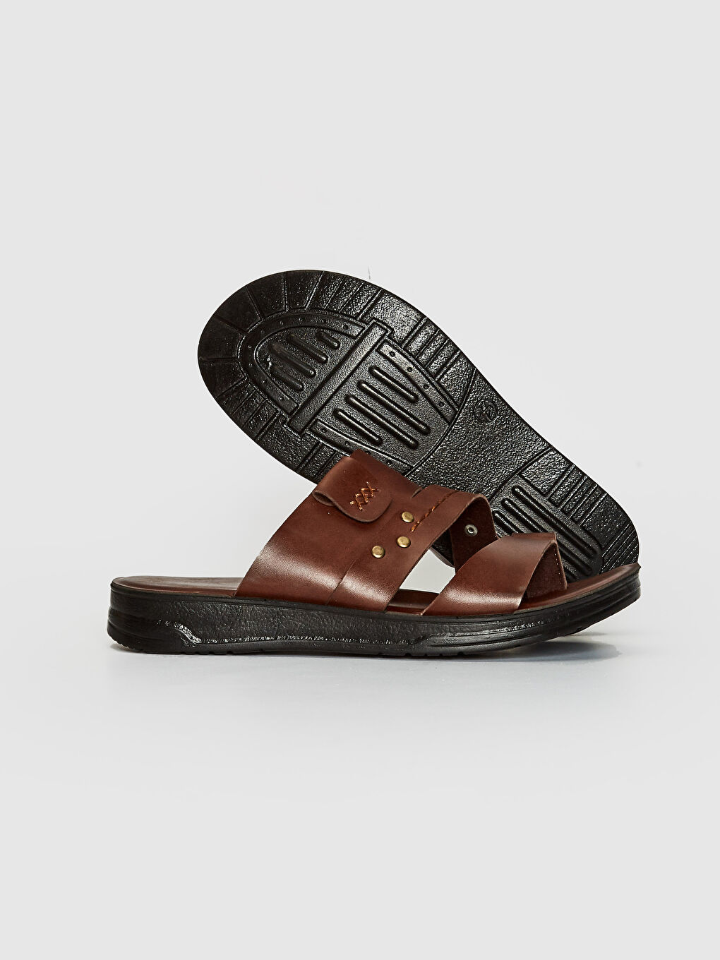 Kahverengi Erkek Çapraz Bant Parmak Arası Terlik-3