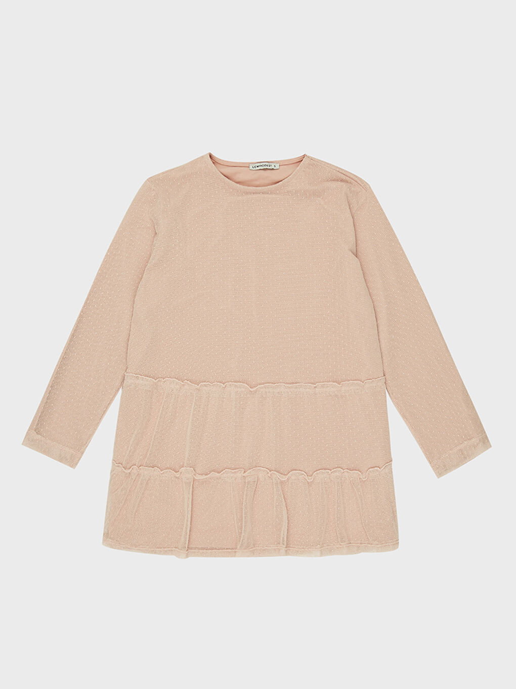 Pembe Bisiklet Yaka Uzun Kollu Oversize Kadın Tunik-1