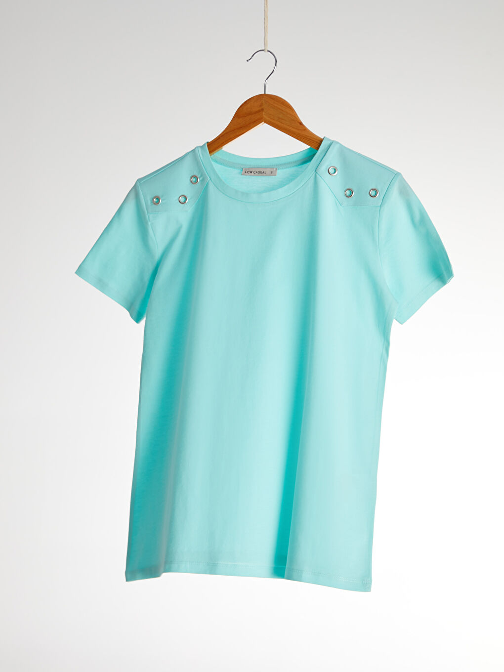 Applique Shoulders Cotton T-Shirt-1