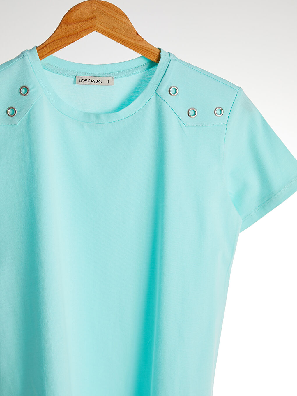 Applique Shoulders Cotton T-Shirt-3