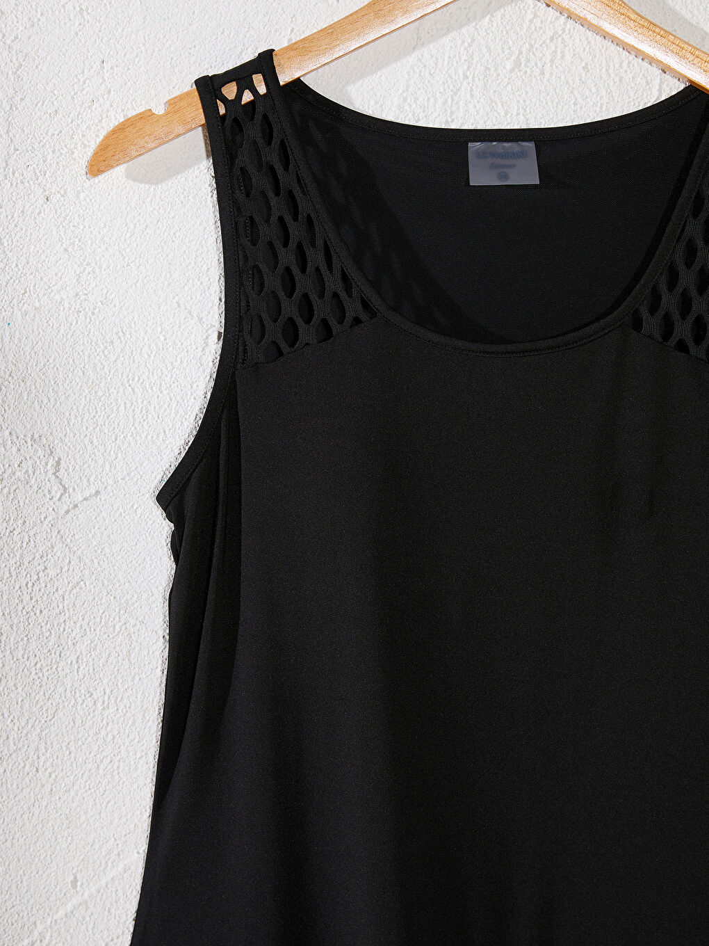 Siyah Kadın U Yaka Düz Tesettür Mayo-1