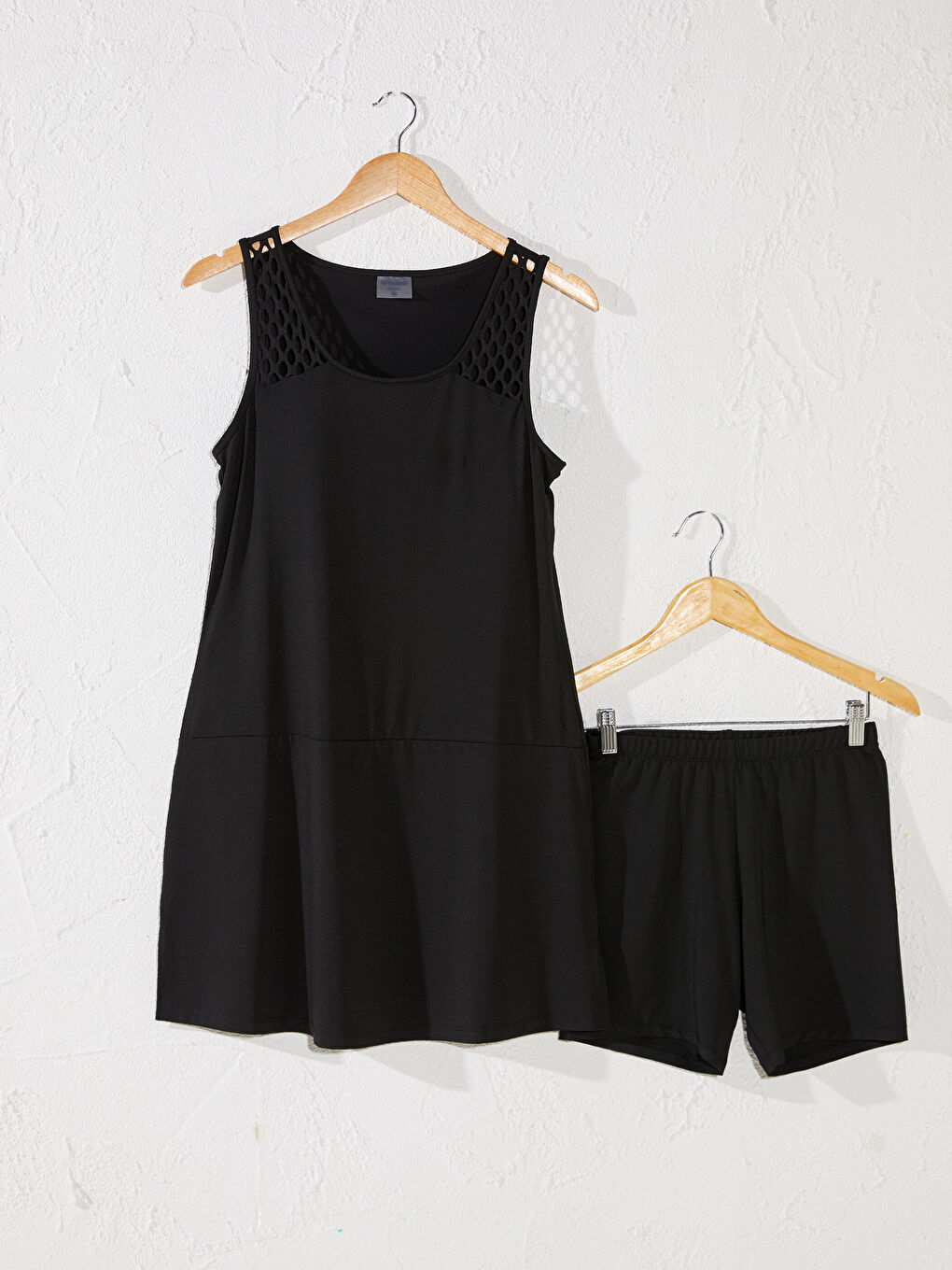 Siyah Kadın U Yaka Düz Tesettür Mayo