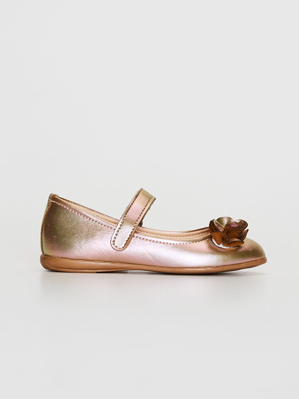 Pembe Kız Çocuk Çiçek Detaylı Babet Ayakkabı-1