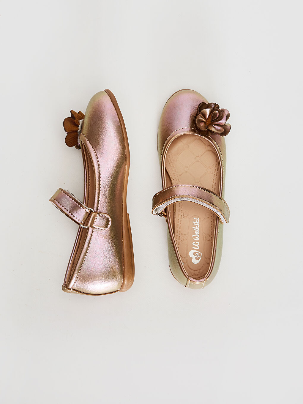 Pembe Kız Çocuk Çiçek Detaylı Babet Ayakkabı-4