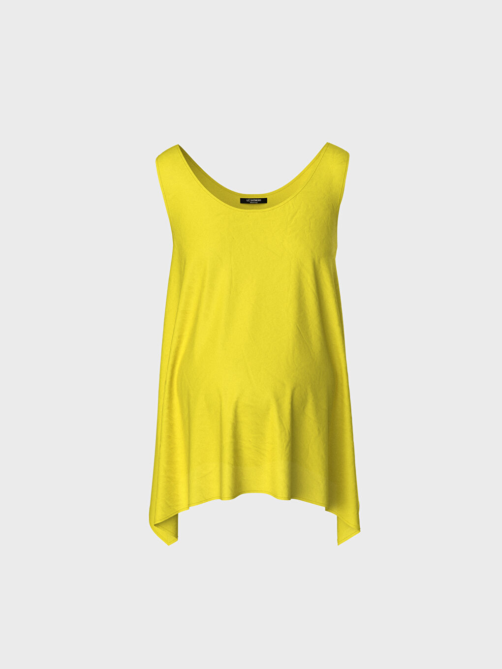 Sarı Bisiklet Yaka Kolsuz Penye Kadın Atlet-1