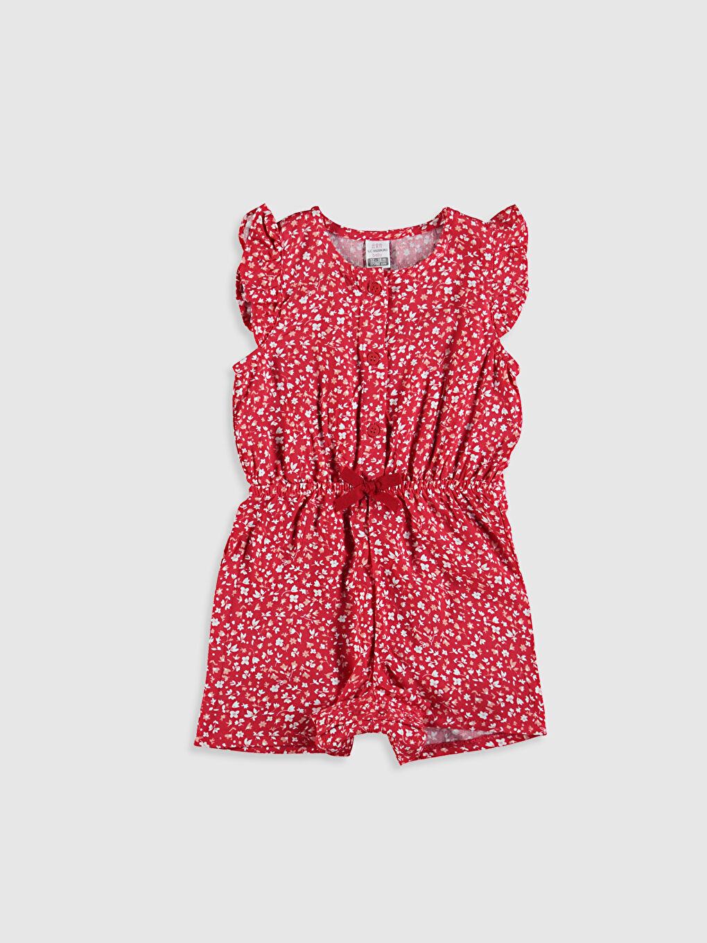 Kırmızı Kız Bebek Baskılı Tulum