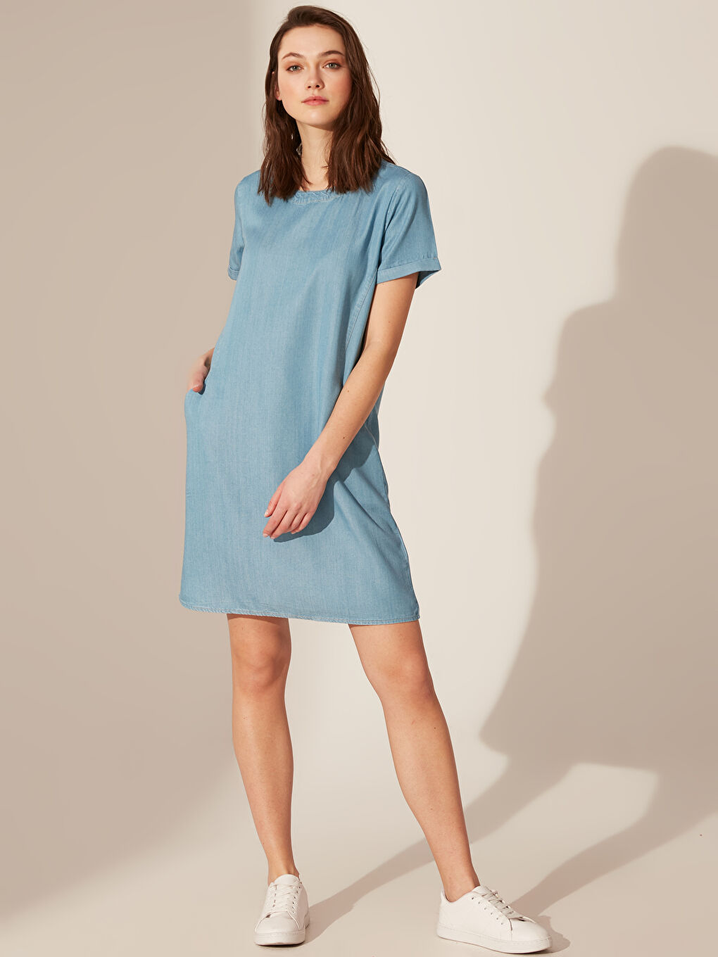 BEŽ Teksas haljina Žena-7