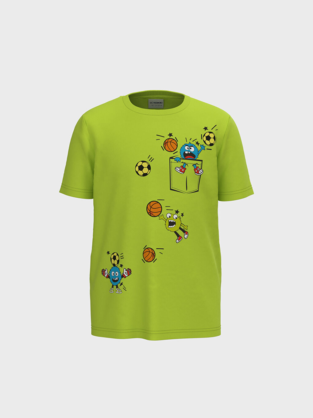 Yeşil Erkek Çocuk Güneşte Renk Değiştiren Pamuklu Tişört-1