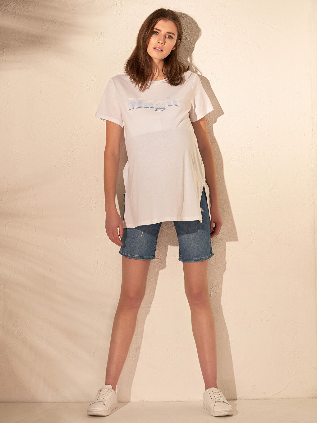 شورت جينز حريمي حامل بقصة عادية