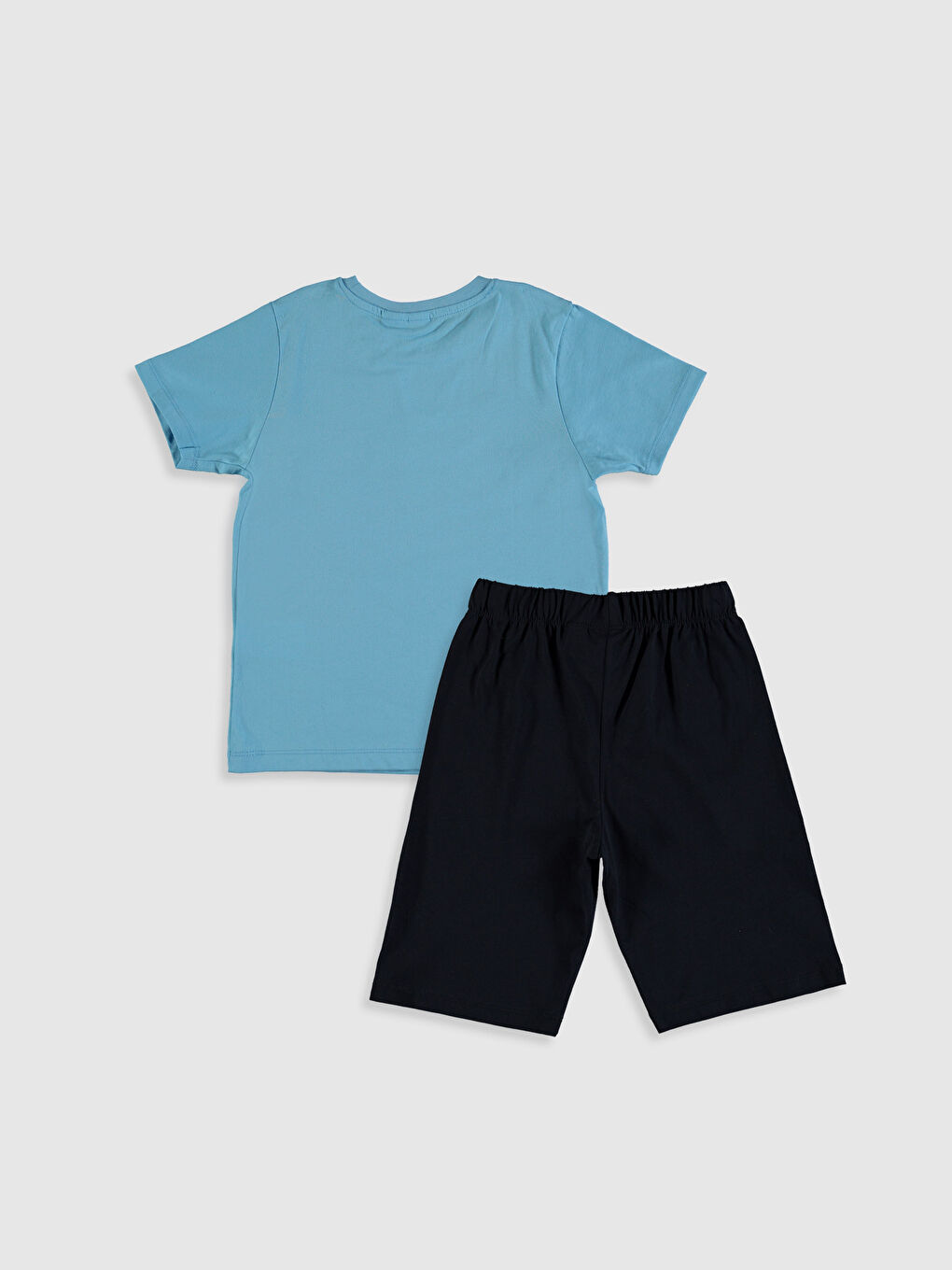 Lacivert Bisiklet Yaka Kısa Kollu Erkek Çocuk Pijama Takım-5