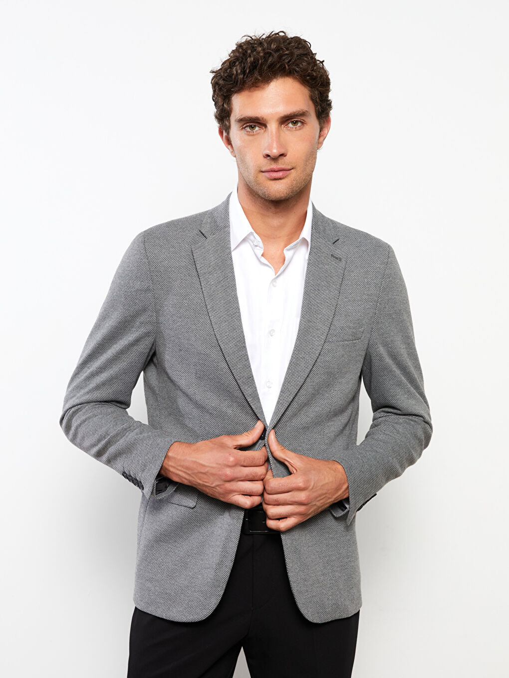 Antrasit Dar Kalıp Erkek Blazer Ceket-2