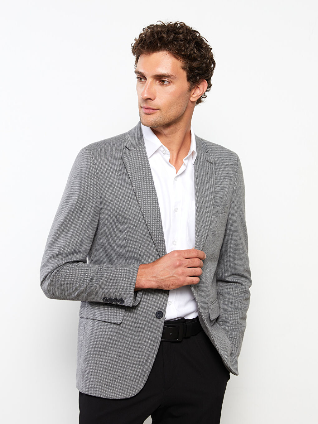 Antrasit Dar Kalıp Erkek Blazer Ceket-1
