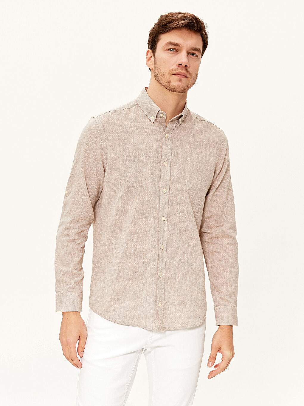 Regular Fit Linen Blend Shirt-1