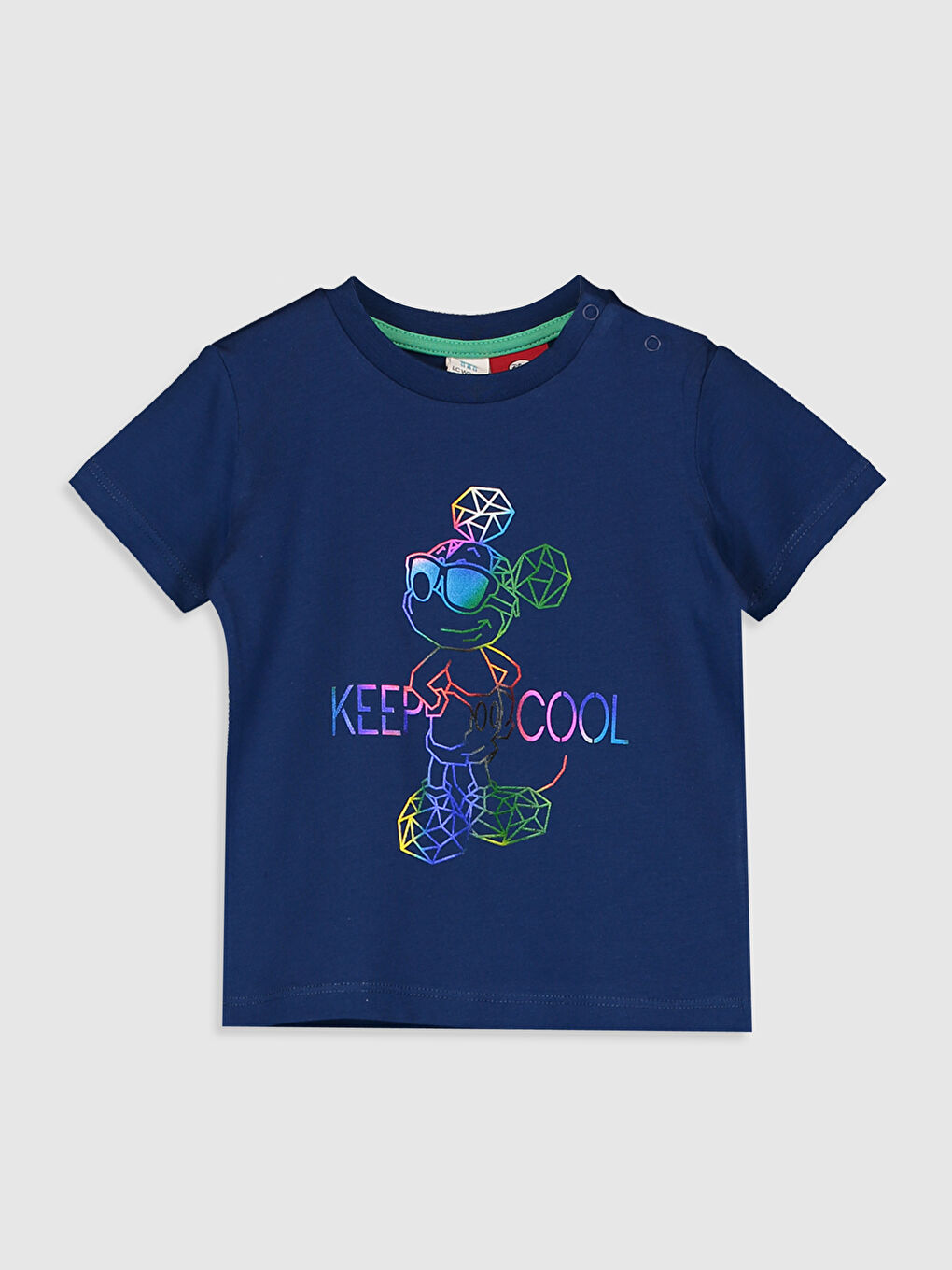 Mavi Bisiklet Yaka Kısa Kollu Erkek Bebek Tişört