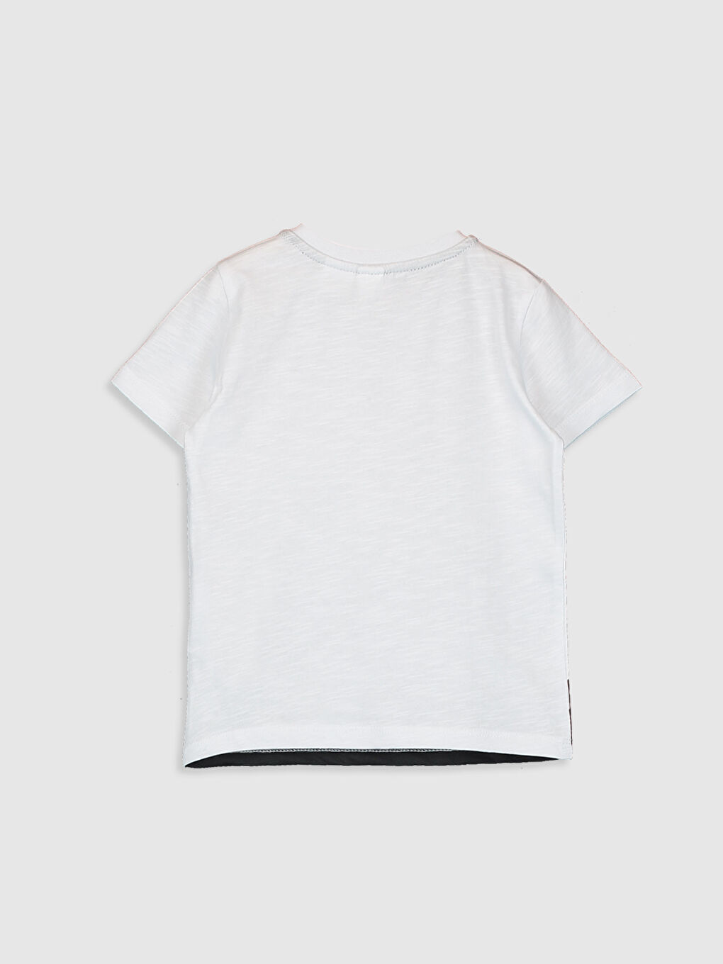 Beyaz Bisiklet Yaka Kısa Kollu Erkek Bebek Tişört-1