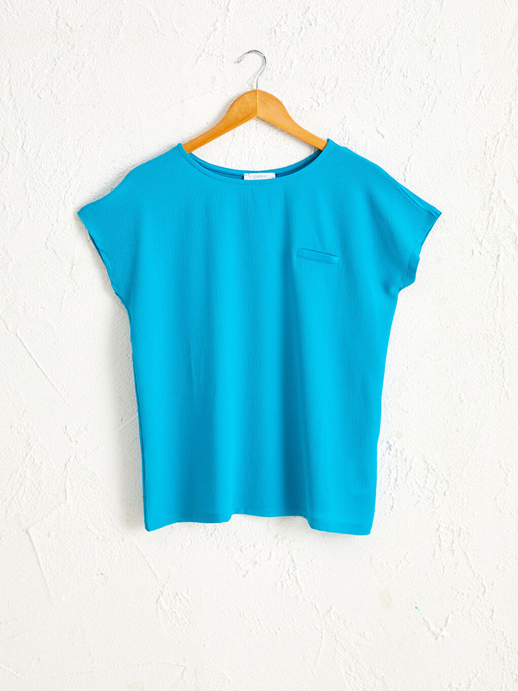 Turkuaz Bisiklet Yaka Standart Fit Kısa Kollu Penye Kadın Düz Viskon Tişört