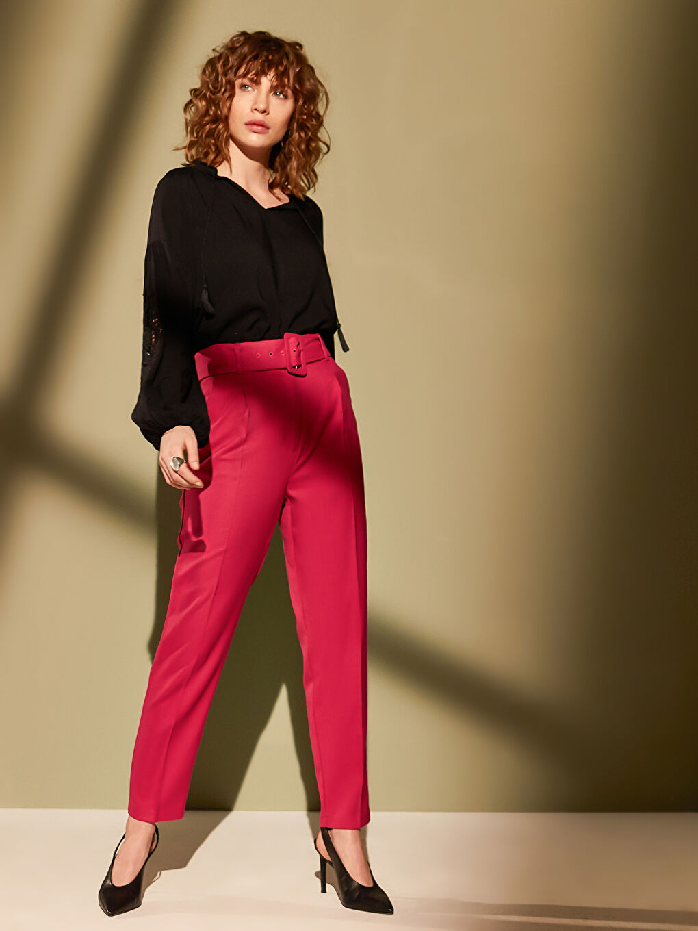 Fuşya Dar Fit Kadın Pantolon