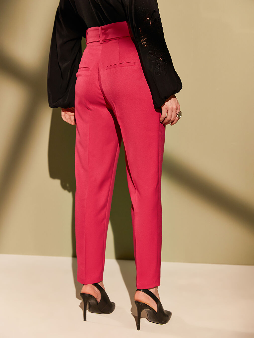 Fuşya Dar Fit Kadın Pantolon-2