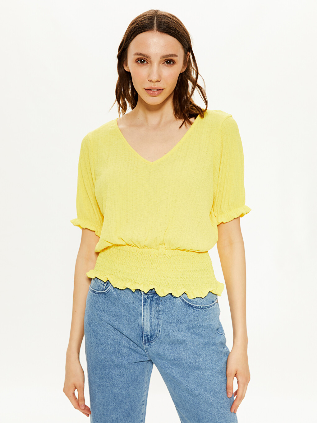 V-neck Short Sleeve Women's T-shirt-2
