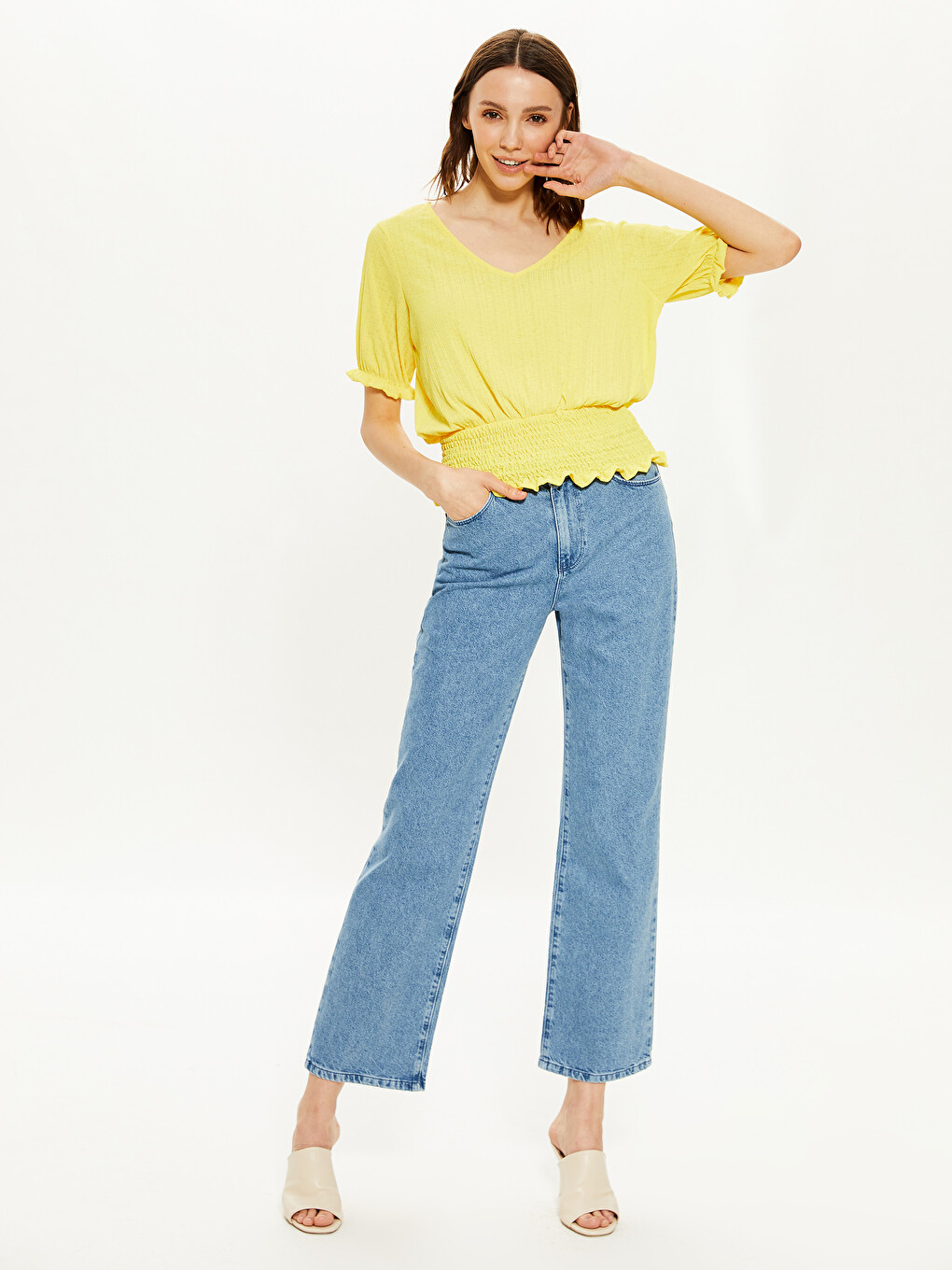 V-neck Short Sleeve Women's T-shirt-3