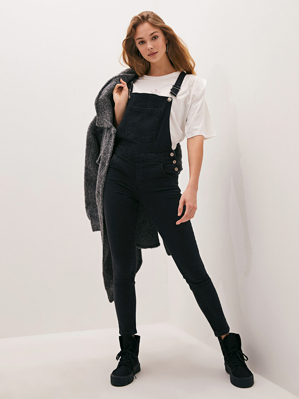 Siyah Salopet Skinny Jean Tulum