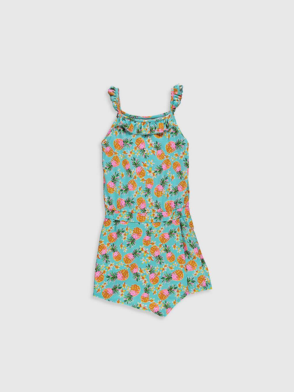 Yeşil Kız Çocuk Baskılı Pamuklu Tulum