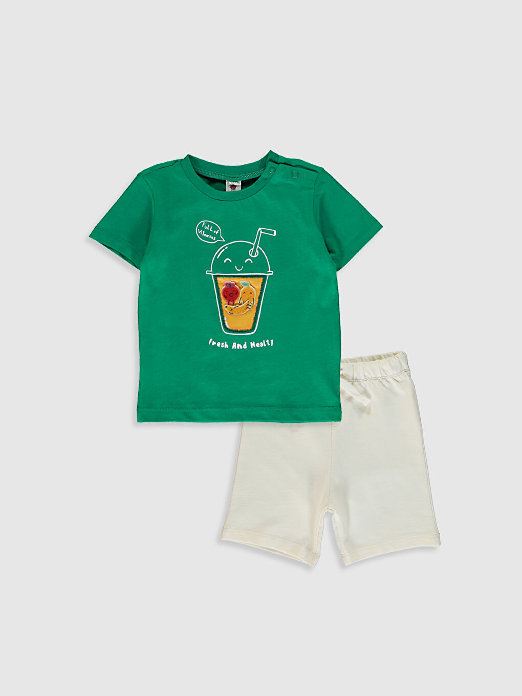 Ensemble T-Shirt et Short Bébé Garçon en Coton Imprimé à Manches Courtes et Col Rond Lot de 2