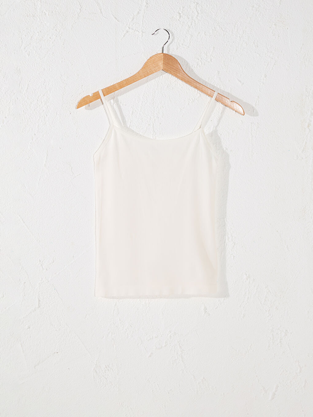 Ekru Kare Yaka Dikişsiz Askılı Atlet