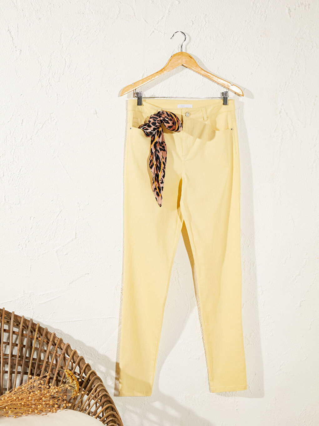 Sarı Ekstra Dar Fit Kadın Pantolon-1