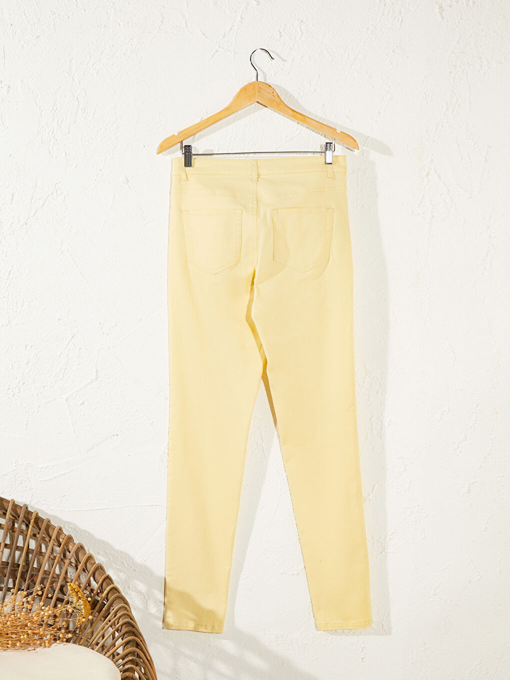 Sarı Ekstra Dar Fit Kadın Pantolon-3