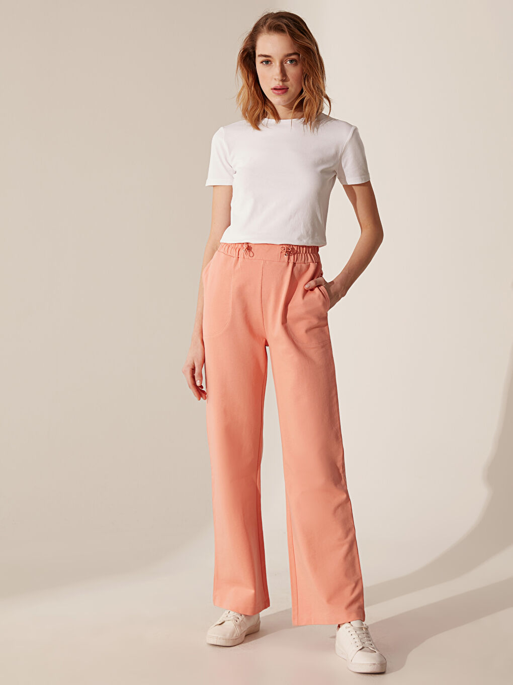 Pantaloni de Trening Dama din Material Fleece Croială Standard-1