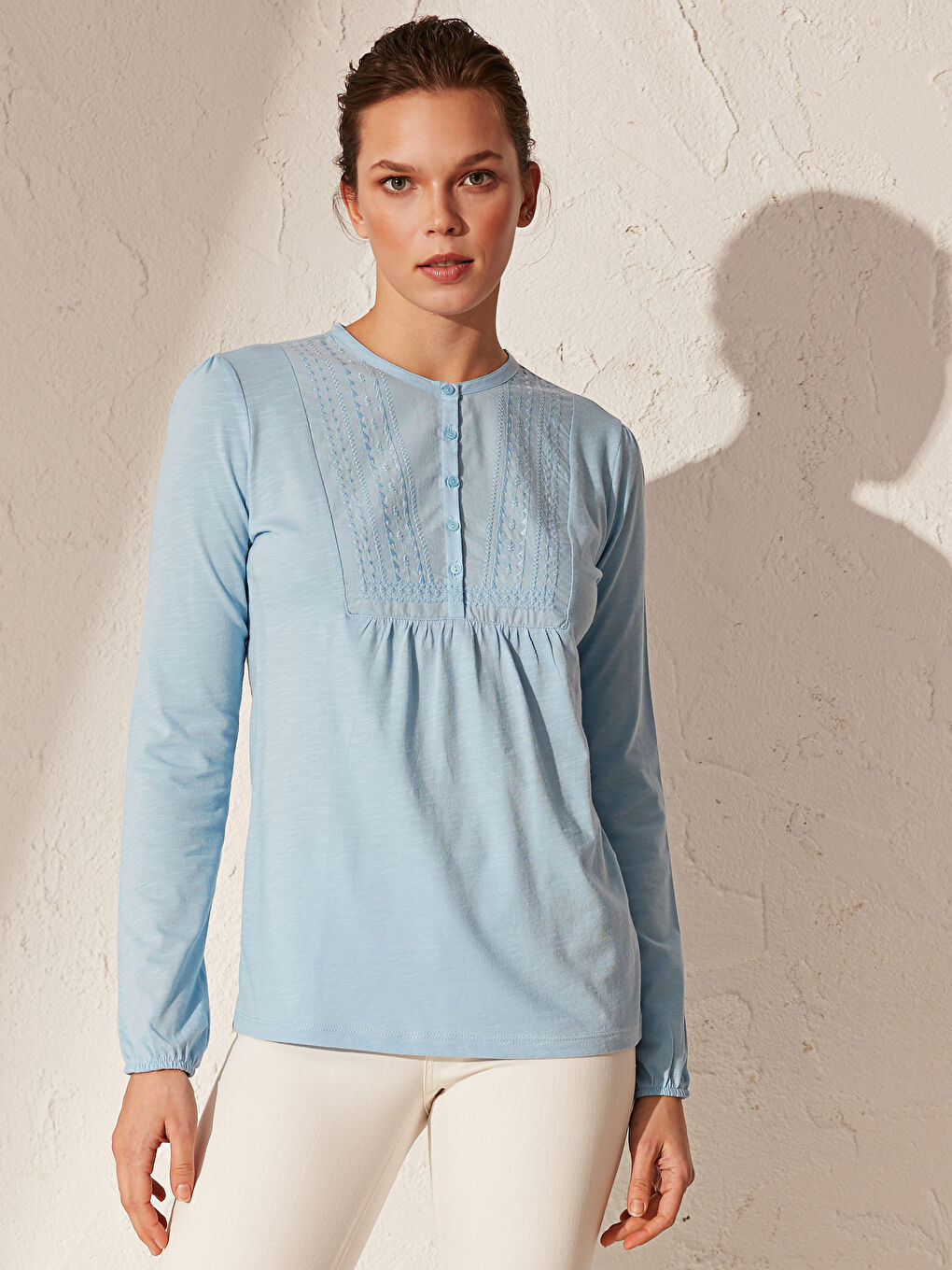 Grandad Collar Long Sleeve Women's T-Shirt
