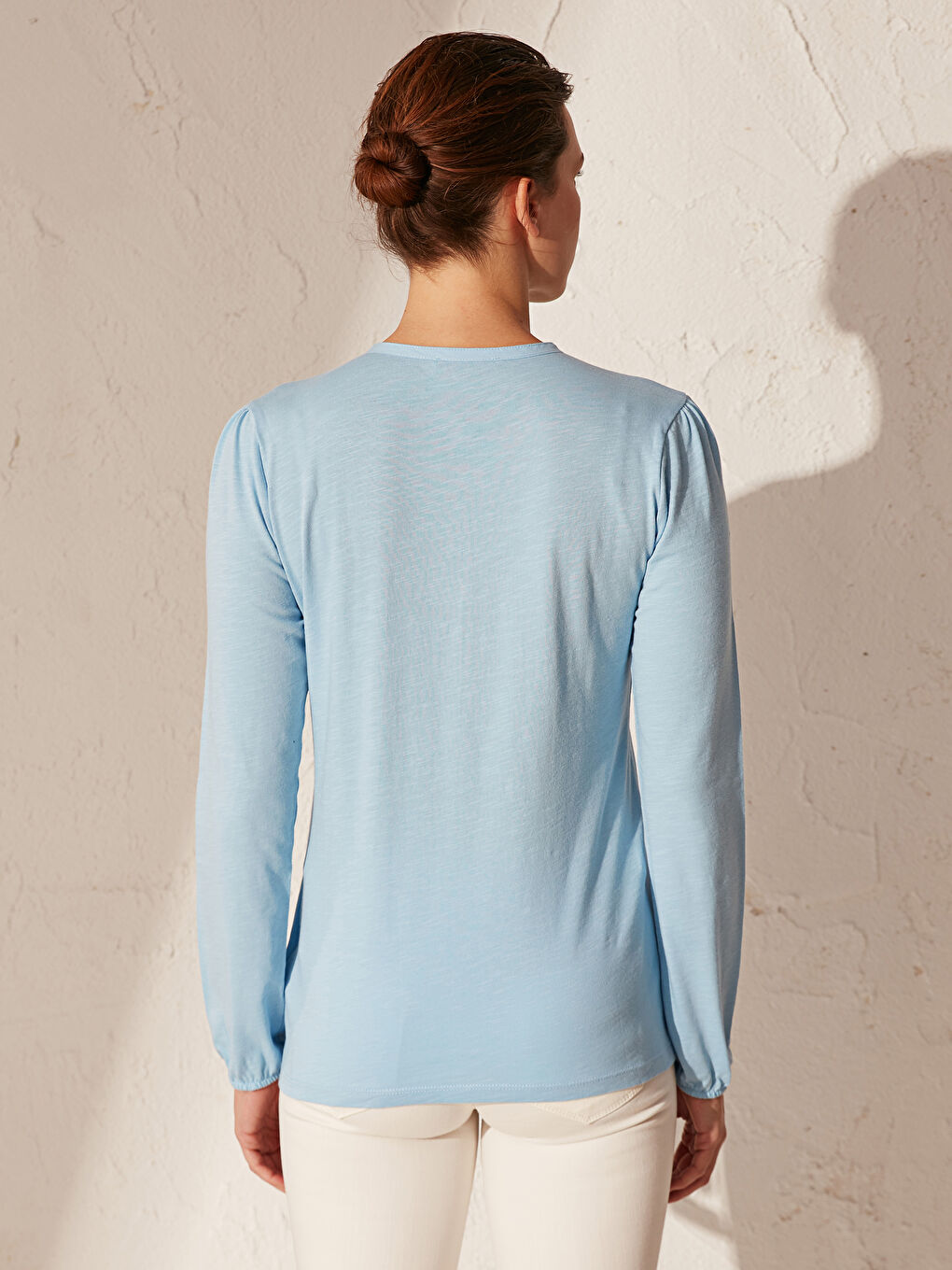 Grandad Collar Long Sleeve Women's T-Shirt-3