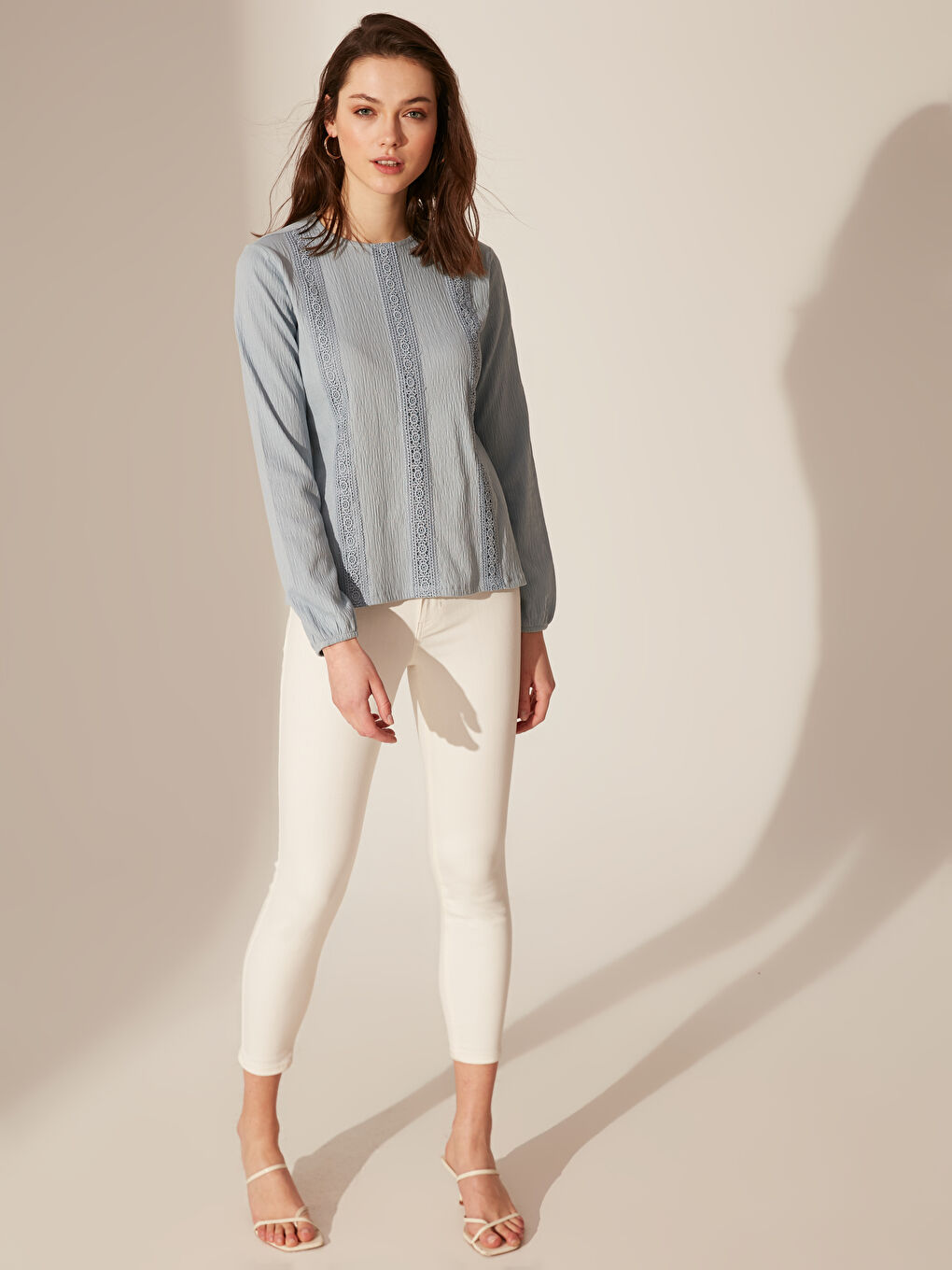 Mavi Bisiklet Yaka Uzun Kollu Kadın Tişört-1