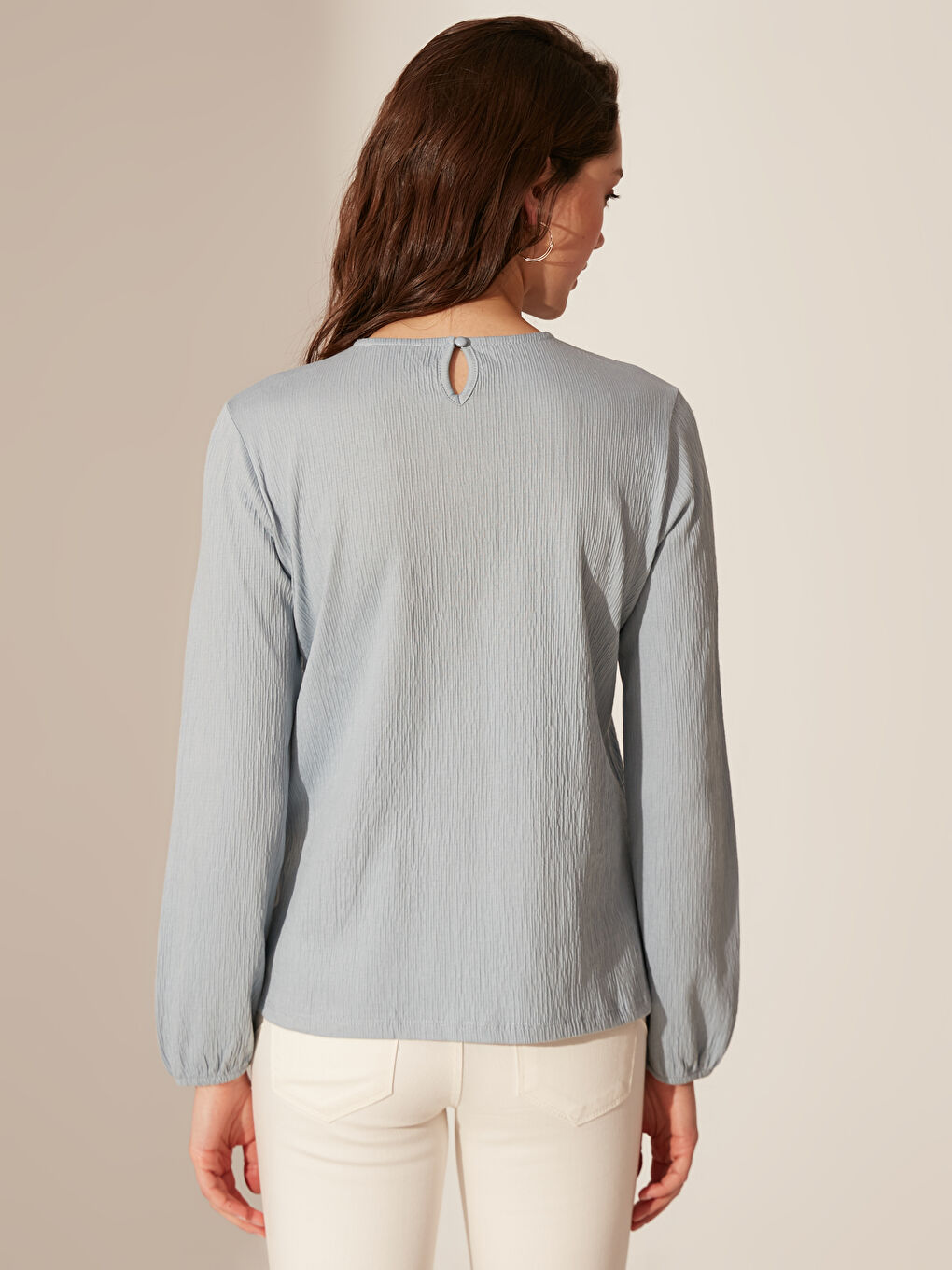 Mavi Bisiklet Yaka Uzun Kollu Kadın Tişört-2