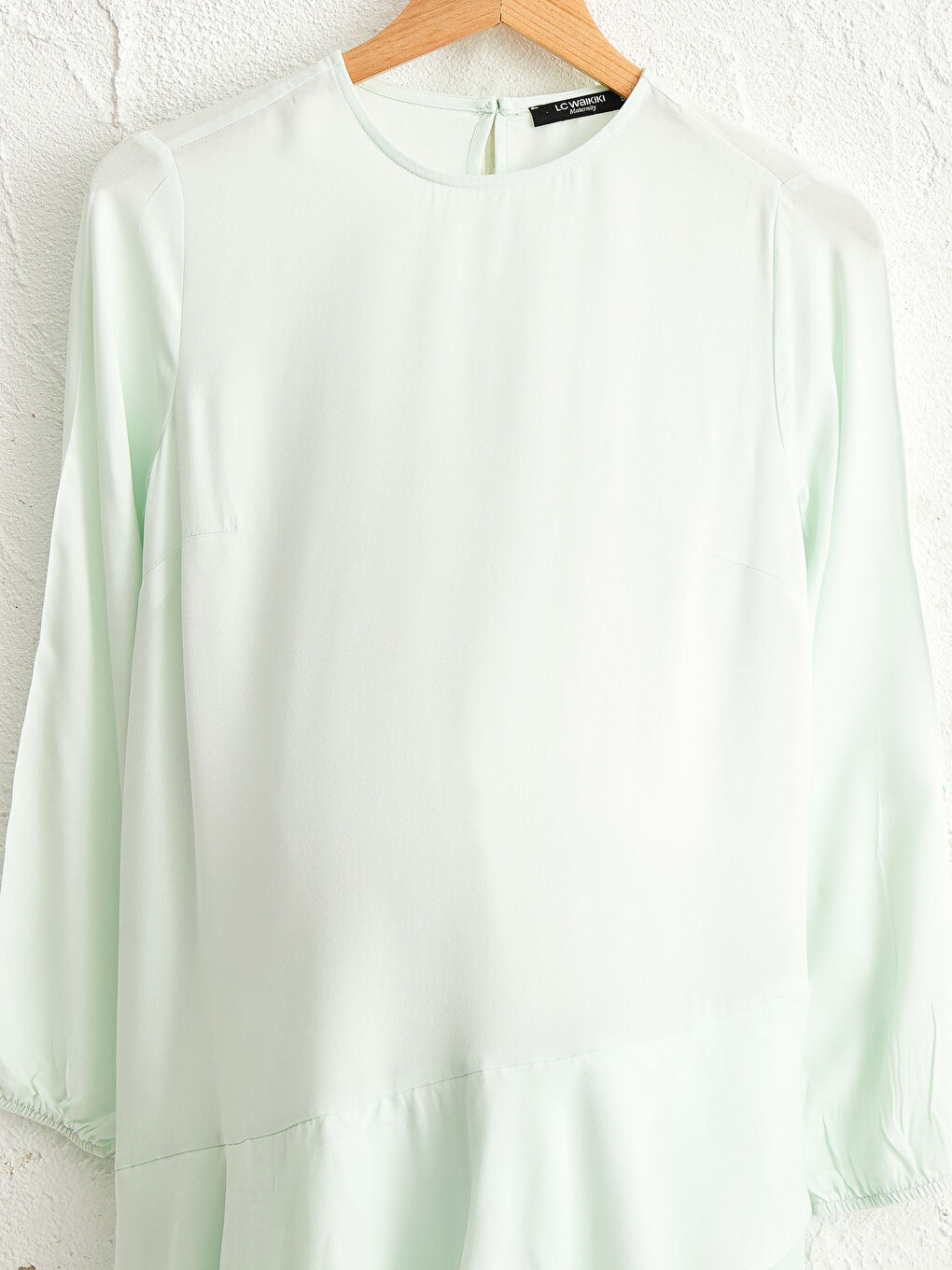 Mavi Tül Detaylı Viskon Hamile Tunik-1