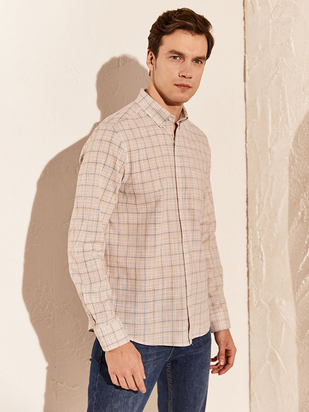 Мужчины Бежевый Рубашка-1