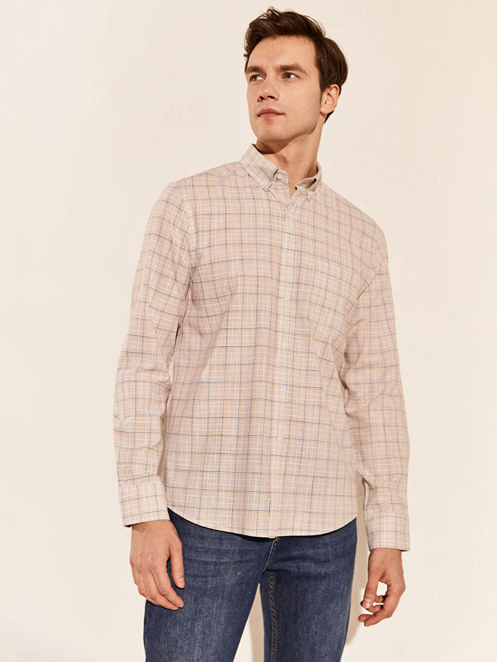 Мужчины Бежевый Рубашка-2