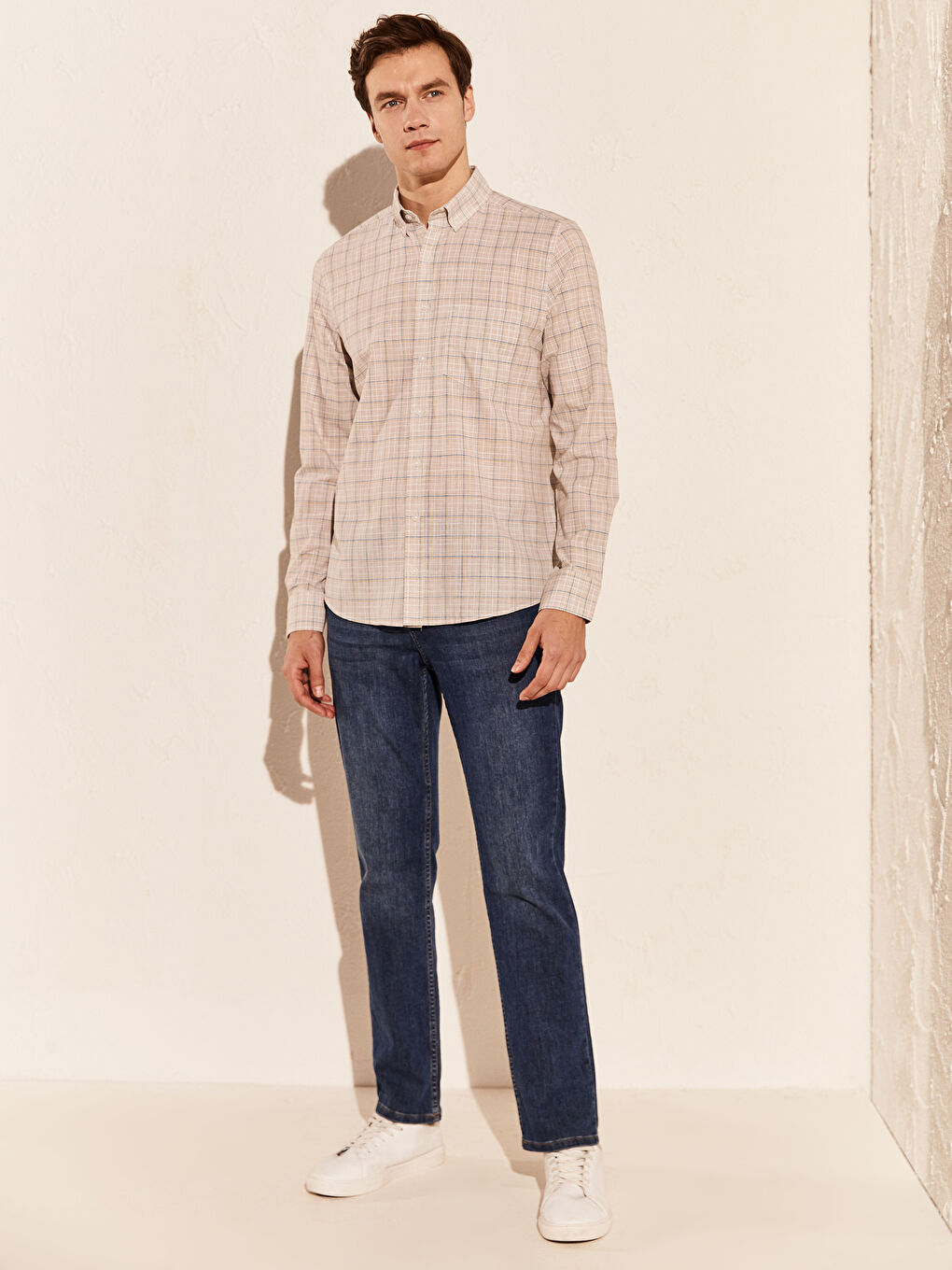 Мужчины Бежевый Рубашка-4