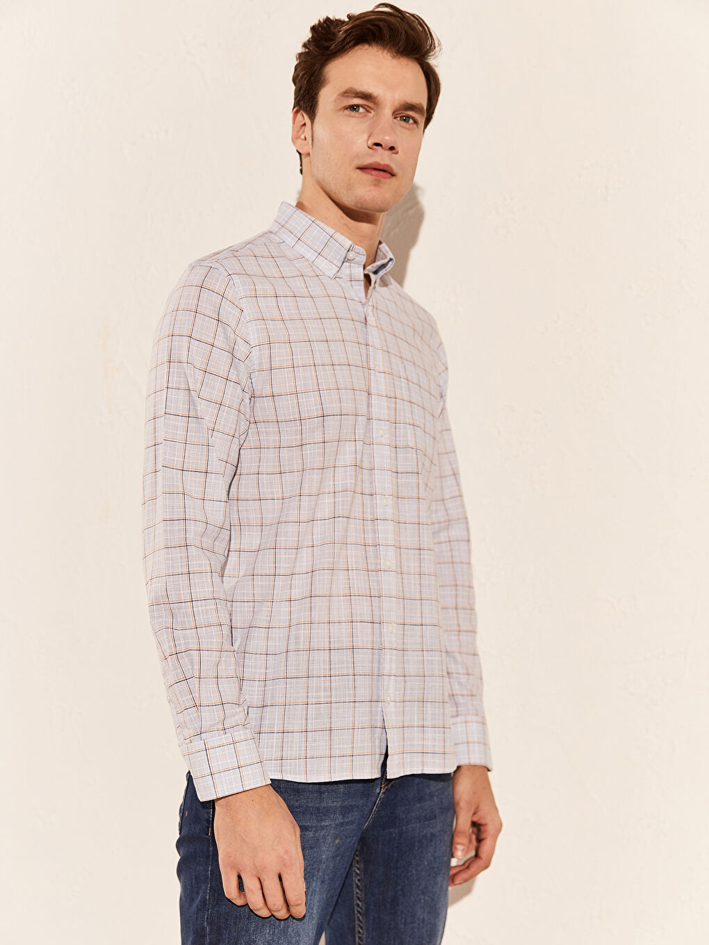 Chemise Écossaise à Manches Longues pour Hommes Coupe Régulière-1