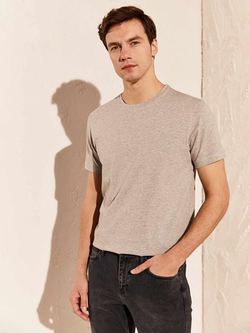 Gri Melanj Tişört-1