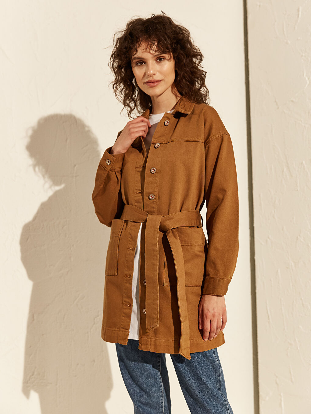 Waistband Maxi Jean Jacket