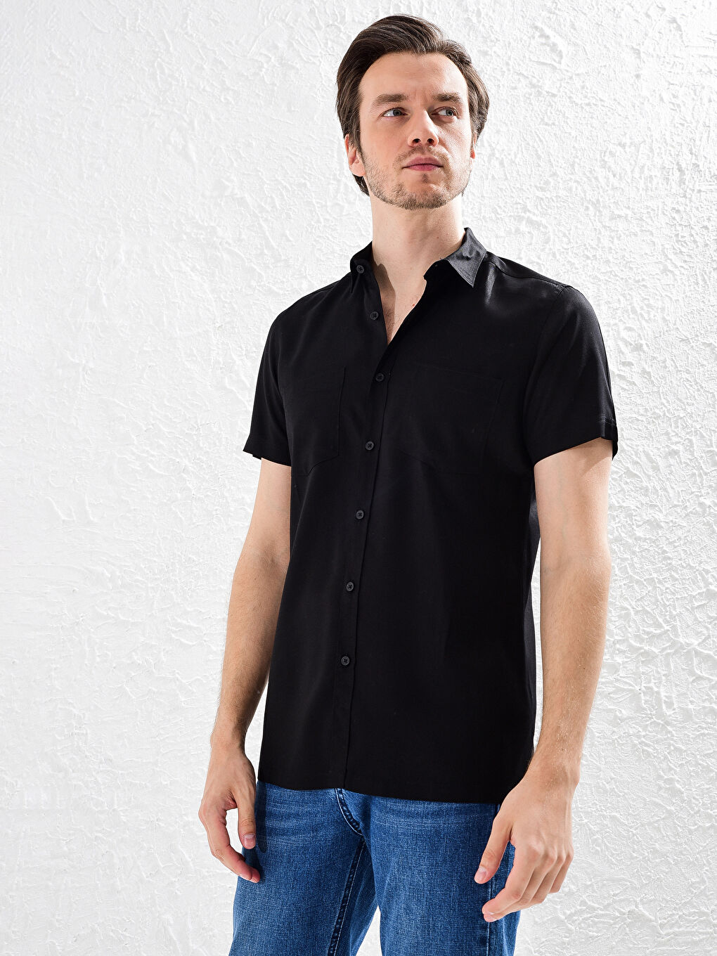 Сорочка слім-фіт з габардину-1