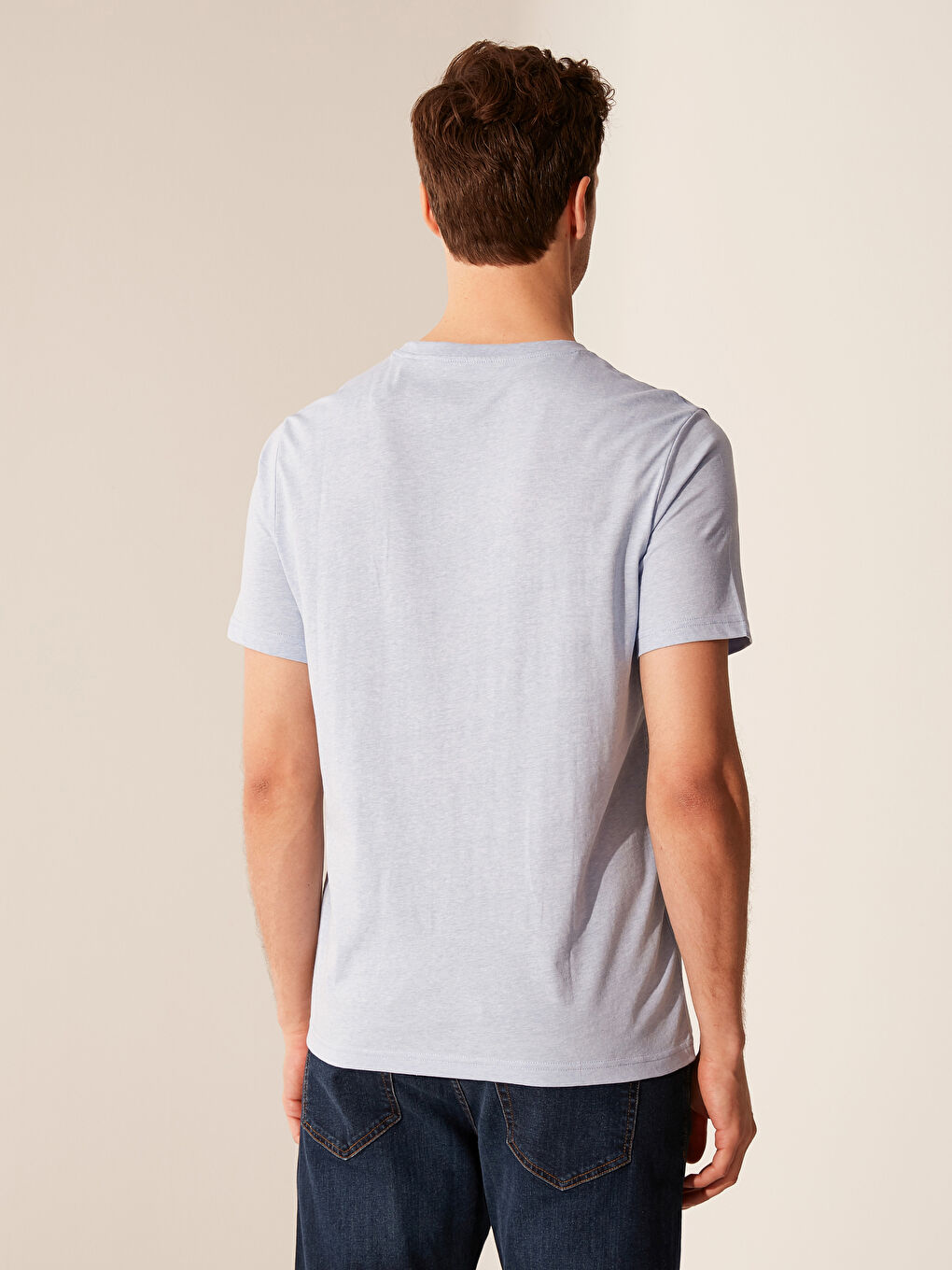 Мужчины Голубой Футболка-3