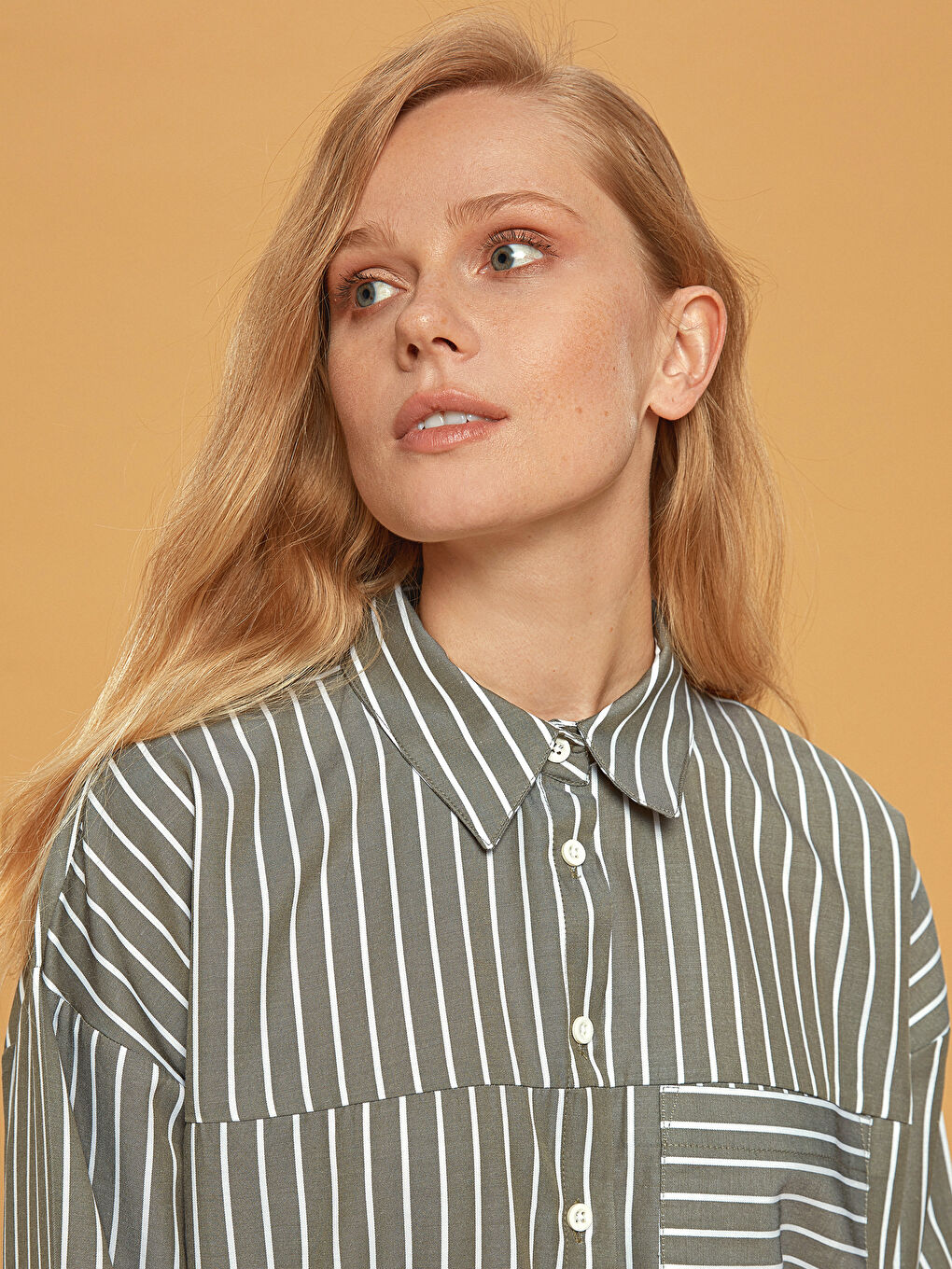 Tunique Oversize à Col Chemise et Manches Longues pour Femmes-3