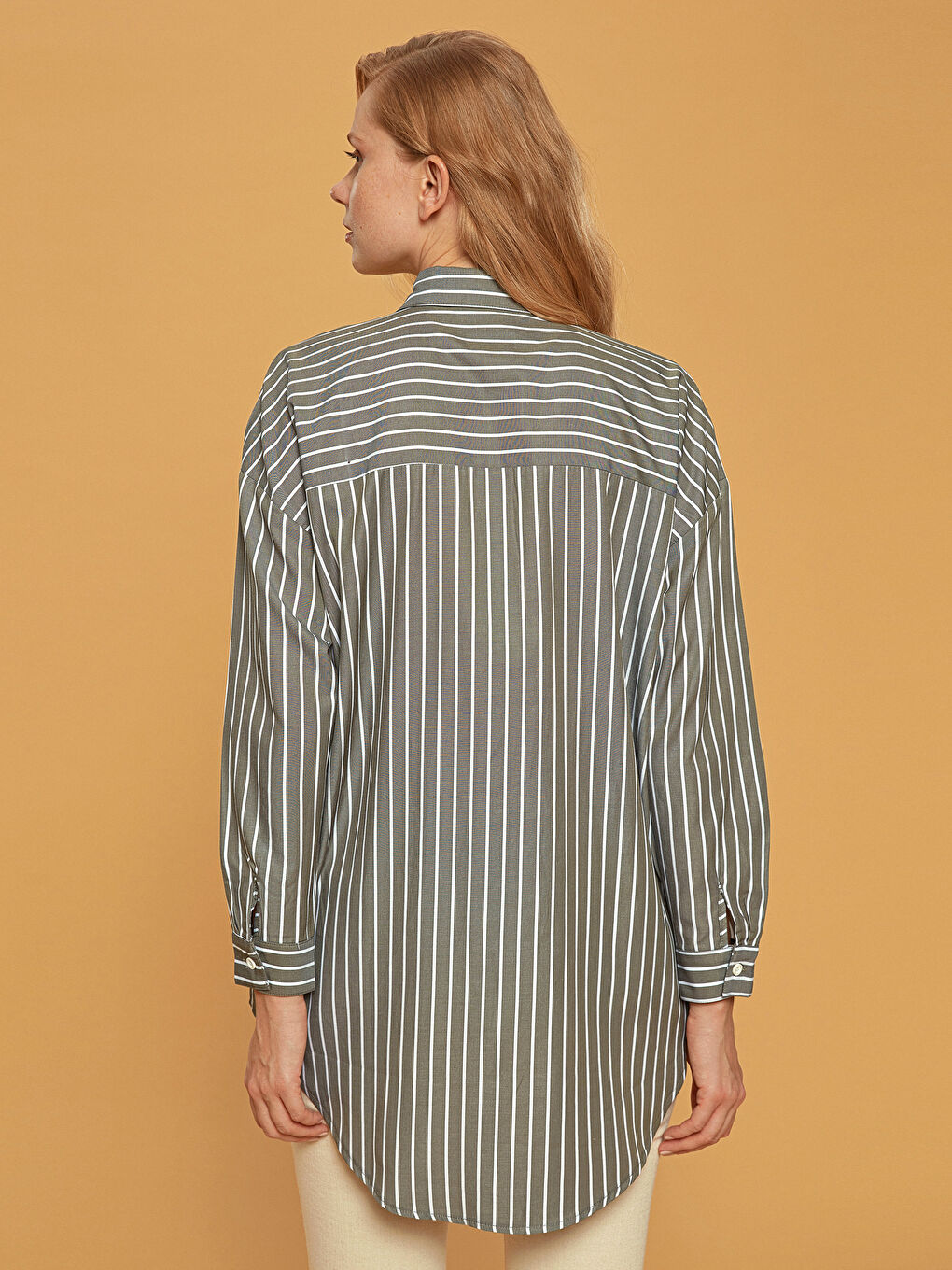 Tunique Oversize à Col Chemise et Manches Longues pour Femmes-4