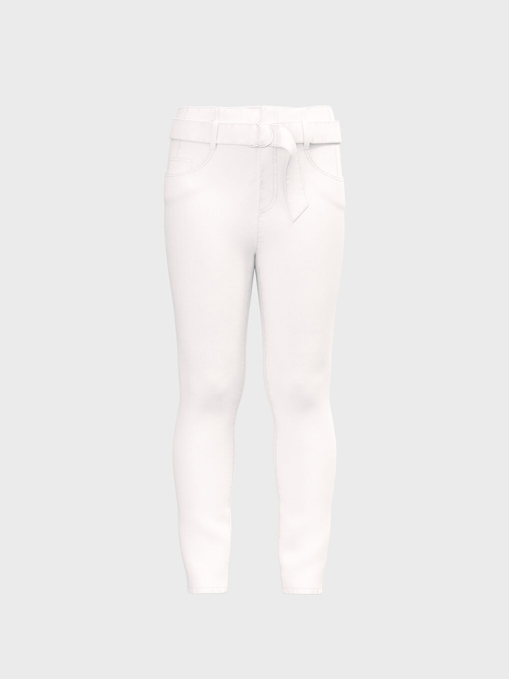 Beyaz Standart Fit Gabardin Kadın Pantolon-3