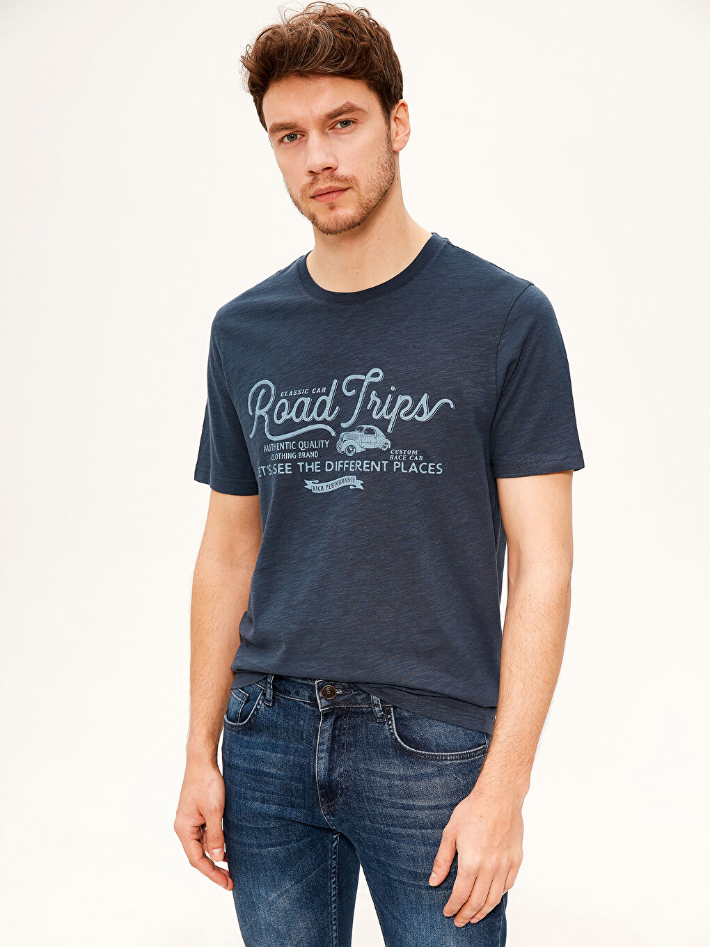 Мужчины Синий Футболка