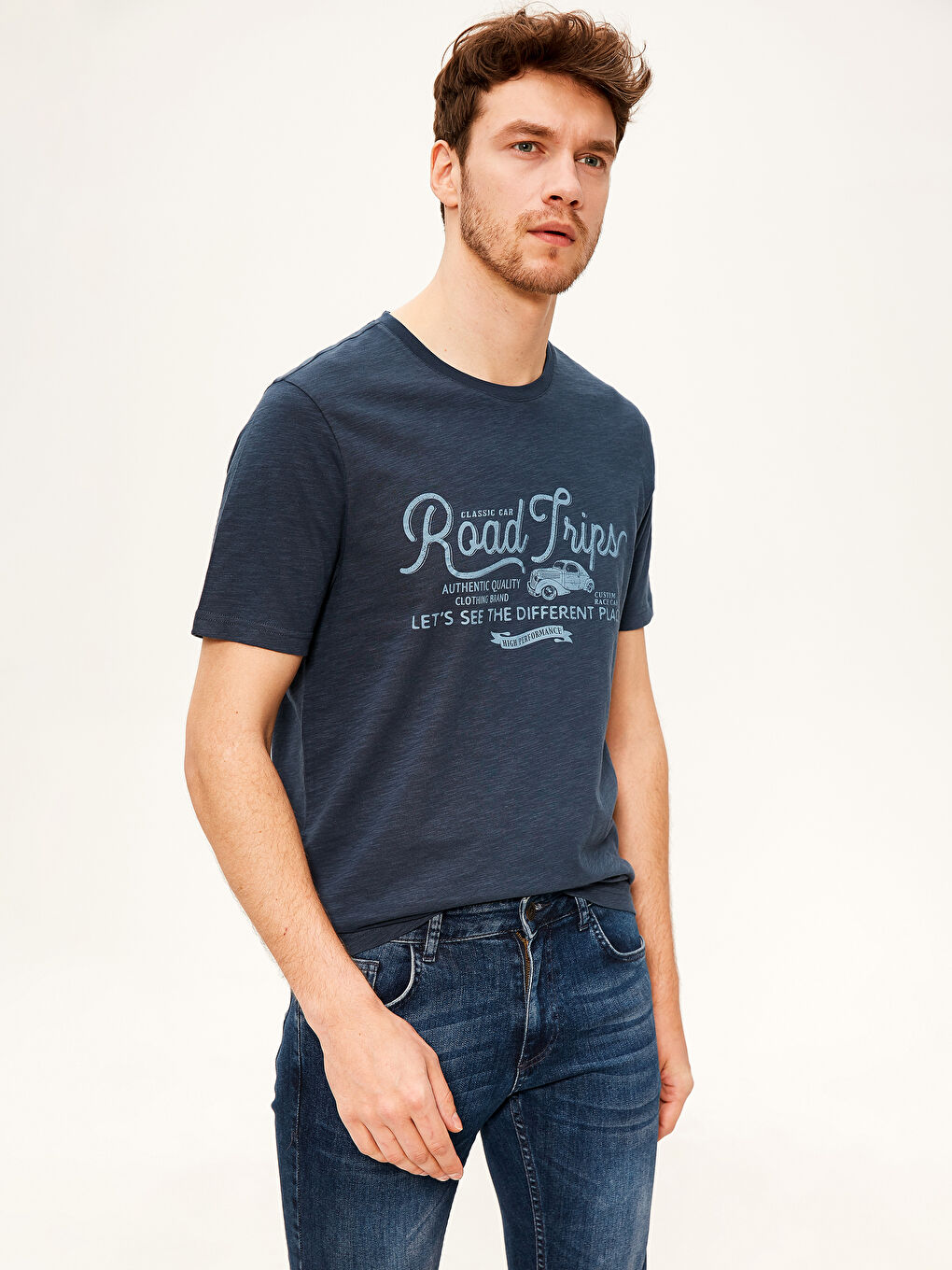 Мужчины Синий Футболка-2